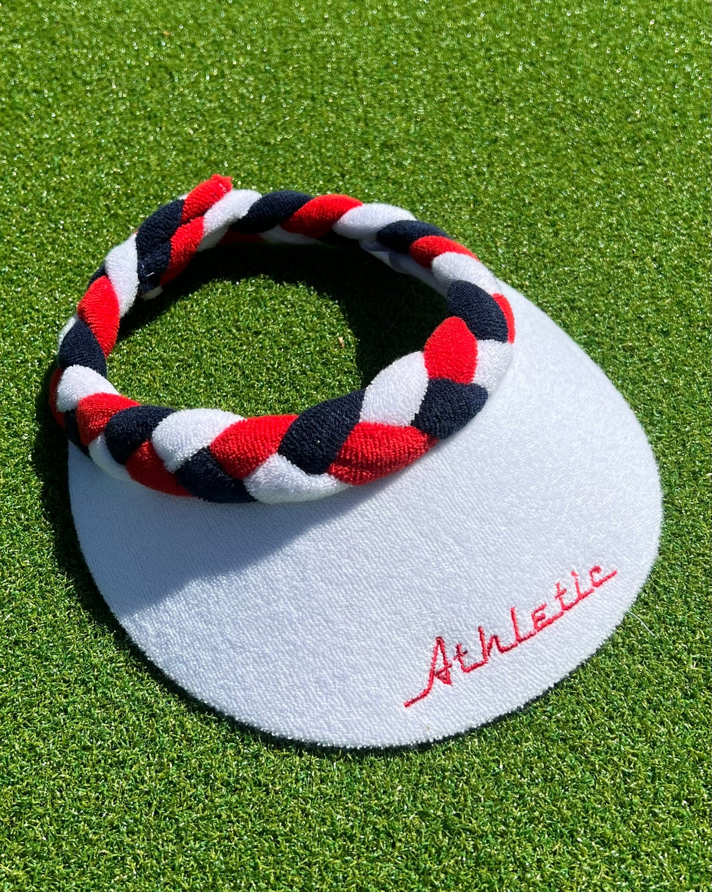 Red White and Navy Terry Cloth Athletic Visor